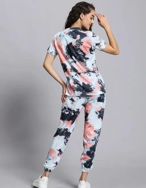 Women's Casual Tie Dye Print Night Suit
