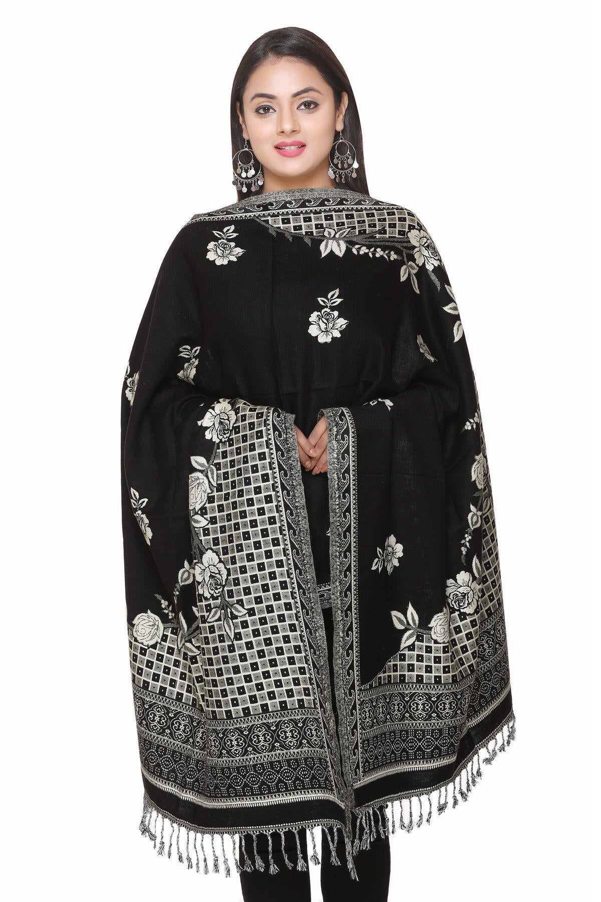 Women's Woolen Floral Pattern Winter Stole